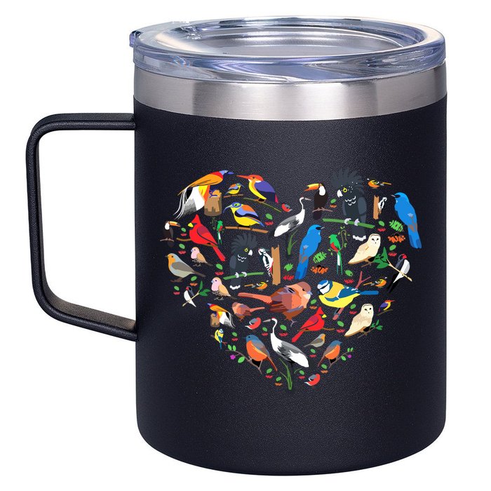 Bird Heart Birding Bird Watching Birder Bird Watcher 12oz Stainless Steel Coffee Mug