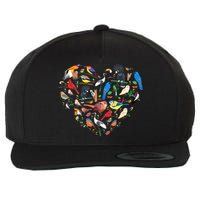 Bird Heart Birding Bird Watching Birder Bird Watcher Wool Snapback Cap