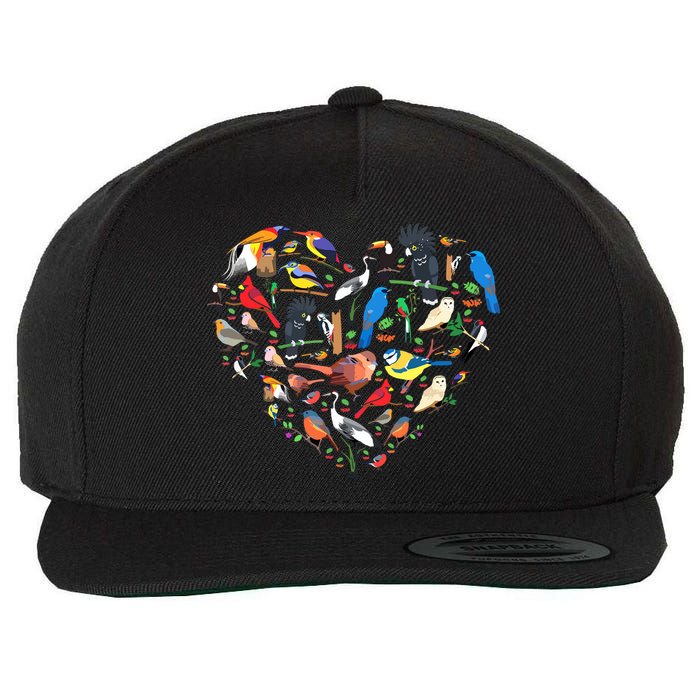 Bird Heart Birding Bird Watching Birder Bird Watcher Wool Snapback Cap
