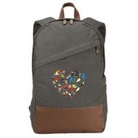 Bird Heart Birding Bird Watching Birder Bird Watcher Cotton Canvas Backpack