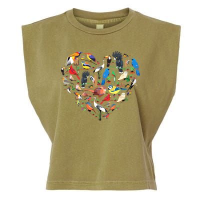 Bird Heart Birding Bird Watching Birder Bird Watcher Garment-Dyed Women's Muscle Tee