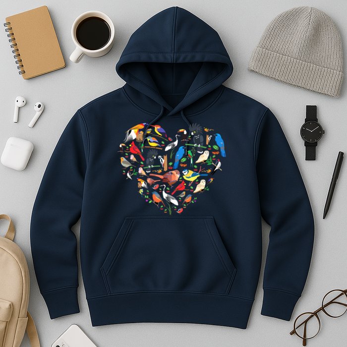 Bird Heart Birding Bird Watching Birder Bird Watcher Hoodie