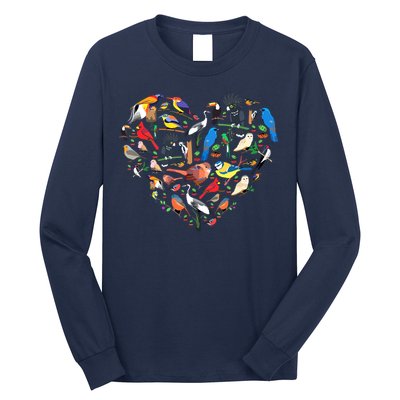 Bird Heart Birding Bird Watching Birder Bird Watcher Long Sleeve Shirt