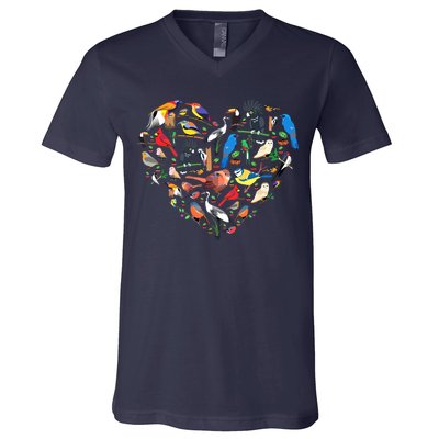 Bird Heart Birding Bird Watching Birder Bird Watcher V-Neck T-Shirt
