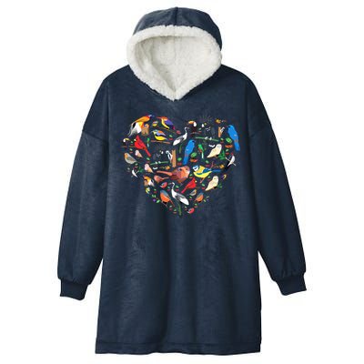 Bird Heart Birding Bird Watching Birder Bird Watcher Hooded Wearable Blanket