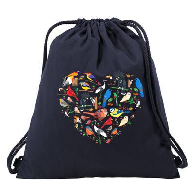 Bird Heart Birding Bird Watching Birder Bird Watcher Drawstring Bag