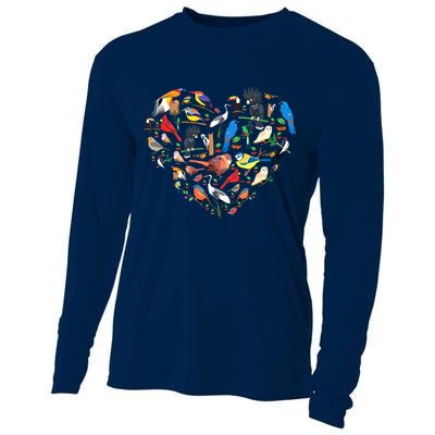 Bird Heart Birding Bird Watching Birder Bird Watcher Cooling Performance Long Sleeve Crew