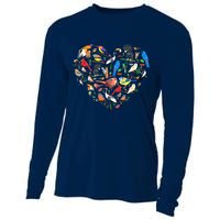 Bird Heart Birding Bird Watching Birder Bird Watcher Cooling Performance Long Sleeve Crew