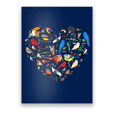 Bird Heart Birding Bird Watching Birder Bird Watcher Poster