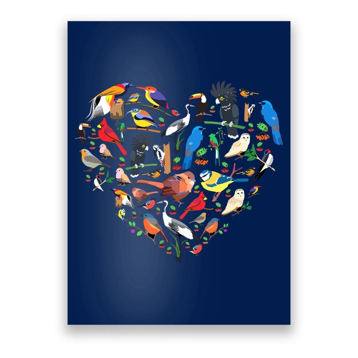 Bird Heart Birding Bird Watching Birder Bird Watcher Poster