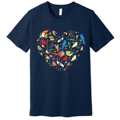 Bird Heart Birding Bird Watching Birder Bird Watcher Premium T-Shirt