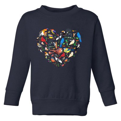 Bird Heart Birding Bird Watching Birder Bird Watcher Toddler Sweatshirt