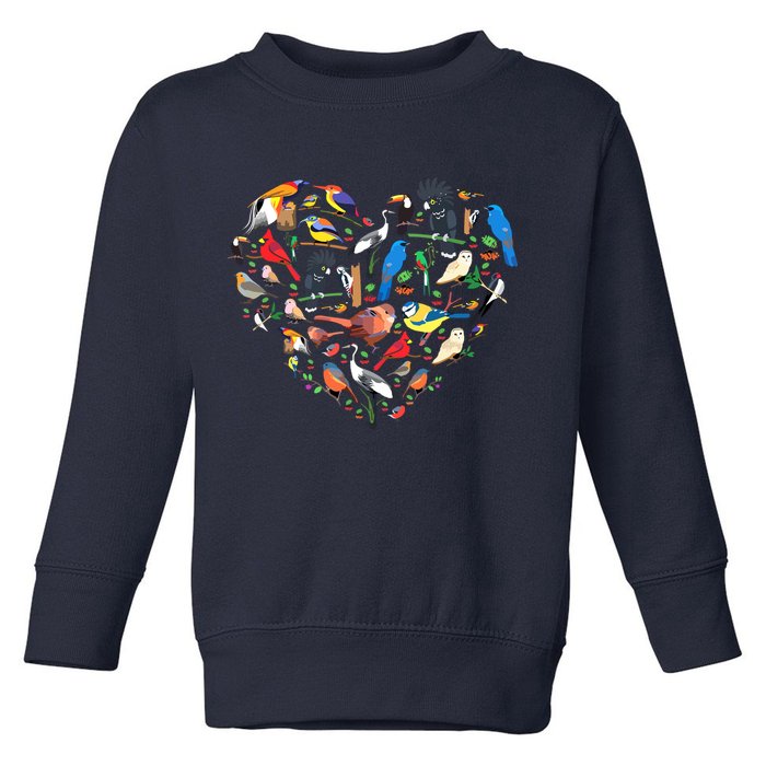 Bird Heart Birding Bird Watching Birder Bird Watcher Toddler Sweatshirt