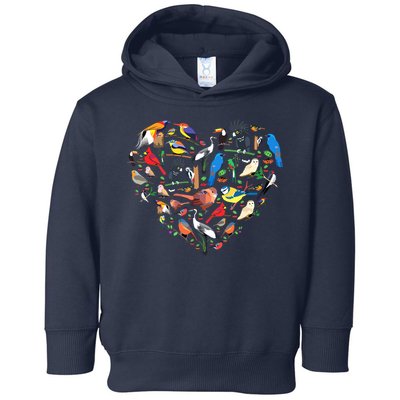 Bird Heart Birding Bird Watching Birder Bird Watcher Toddler Hoodie