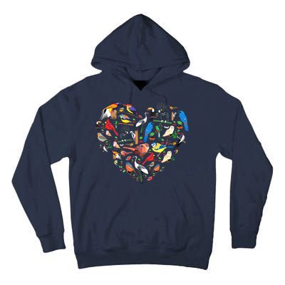 Bird Heart Birding Bird Watching Birder Bird Watcher Tall Hoodie