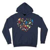 Bird Heart Birding Bird Watching Birder Bird Watcher Tall Hoodie