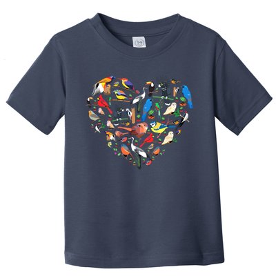 Bird Heart Birding Bird Watching Birder Bird Watcher Toddler T-Shirt