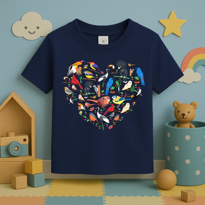 Bird Heart Birding Bird Watching Birder Bird Watcher Toddler T-Shirt