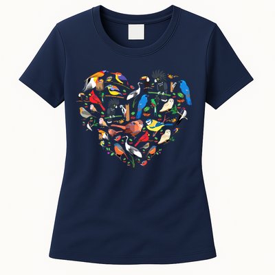 Bird Heart Birding Bird Watching Birder Bird Watcher Womens T-Shirt