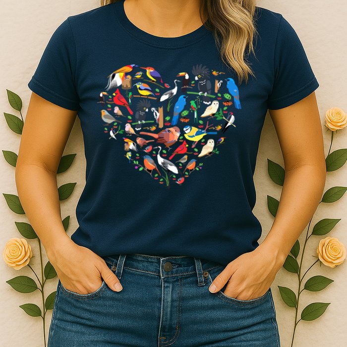 Bird Heart Birding Bird Watching Birder Bird Watcher Womens T-Shirt
