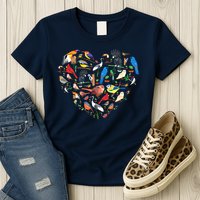 Bird Heart Birding Bird Watching Birder Bird Watcher Womens T-Shirt