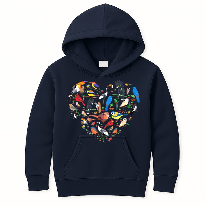 Bird Heart Birding Bird Watching Birder Bird Watcher Kids Hoodie