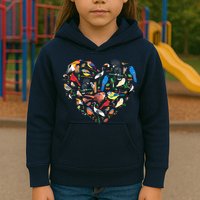 Bird Heart Birding Bird Watching Birder Bird Watcher Kids Hoodie