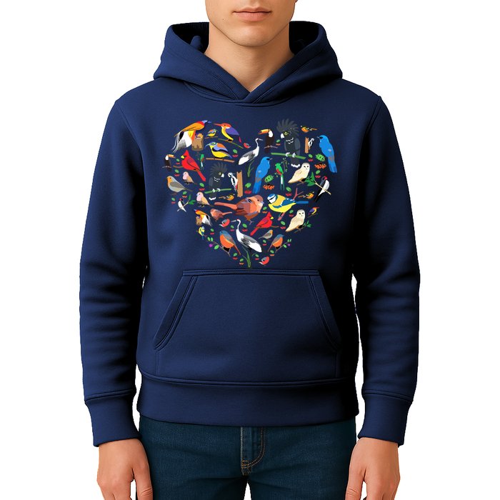 Bird Heart Birding Bird Watching Birder Bird Watcher Kids Hoodie