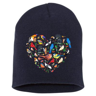 Bird Heart Birding Bird Watching Birder Bird Watcher Short Acrylic Beanie