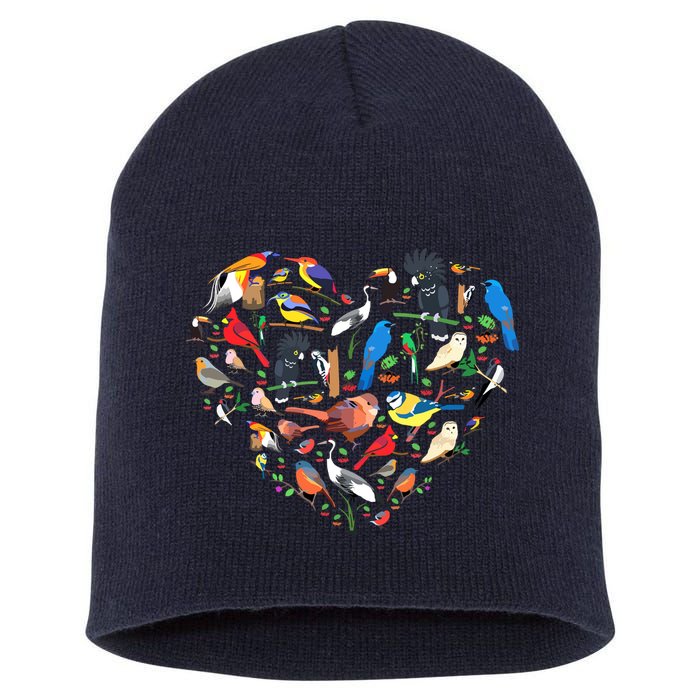 Bird Heart Birding Bird Watching Birder Bird Watcher Short Acrylic Beanie