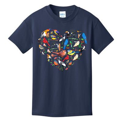 Bird Heart Birding Bird Watching Birder Bird Watcher Kids T-Shirt