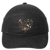 Bird Heart Birding Bird Watching Birder Bird Watcher 7-Panel Snapback Hat