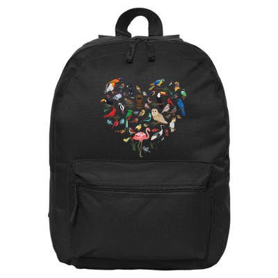 Bird Heart Birding Bird Watching Birder Bird Watcher 16 in Basic Backpack