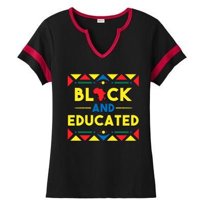 Black History Cool Gift Black And Educated African Colors Gift Ladies Halftime Notch Neck Tee