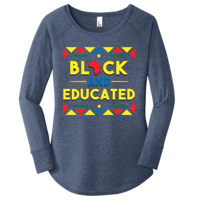 Black History Cool Gift Black And Educated African Colors Gift Women's Perfect Tri Tunic Long Sleeve Shirt