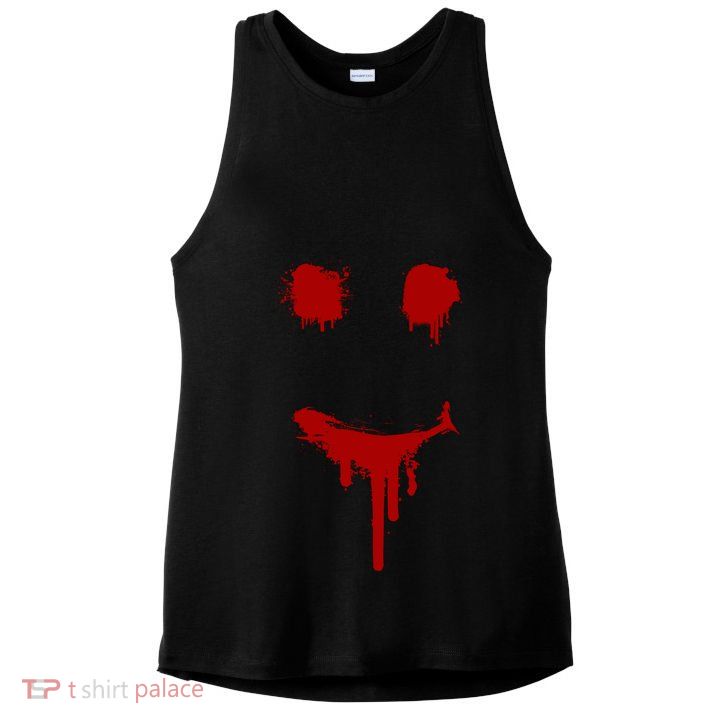 Bloody Halloween Costume I Blood Splatter Smile Ladies PosiCharge Tri-Blend Wicking Tank