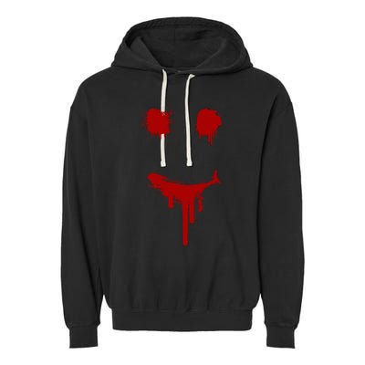Bloody Halloween Costume I Blood Splatter Smile Garment-Dyed Fleece Hoodie