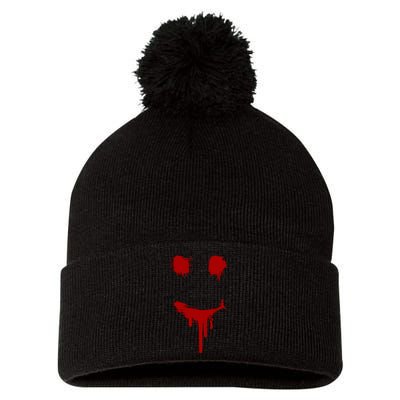 Bloody Halloween Costume I Blood Splatter Smile Pom Pom 12in Knit Beanie