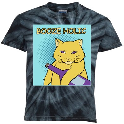 Booze Holic Cat Kids Tie-Dye T-Shirt