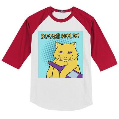 Booze Holic Cat Kids Colorblock Raglan Jersey