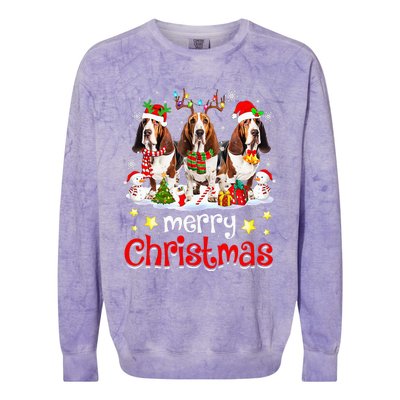 Basset Hound Christmas With Decorations Xmas Colorblast Crewneck Sweatshirt