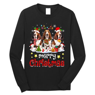 Basset Hound Christmas With Decorations Xmas Long Sleeve Shirt