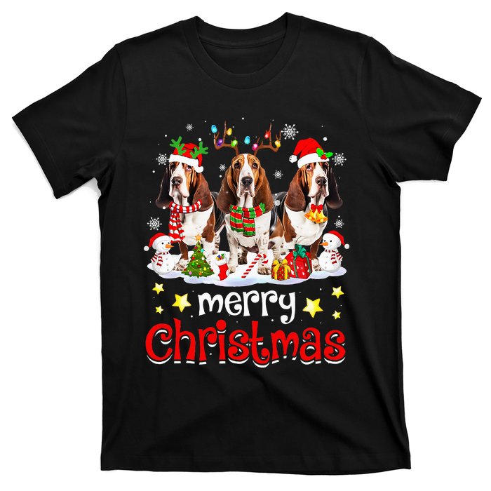 Basset Hound Christmas With Decorations Xmas T-Shirt