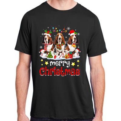 Basset Hound Christmas With Decorations Xmas Adult ChromaSoft Performance T-Shirt