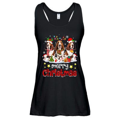 Basset Hound Christmas With Decorations Xmas Ladies Essential Flowy Tank