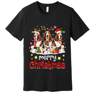 Basset Hound Christmas With Decorations Xmas Premium T-Shirt