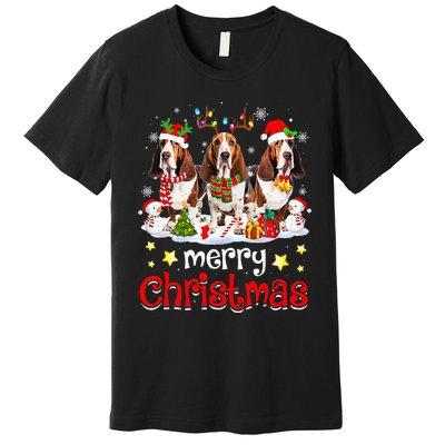 Basset Hound Christmas With Decorations Xmas Premium T-Shirt