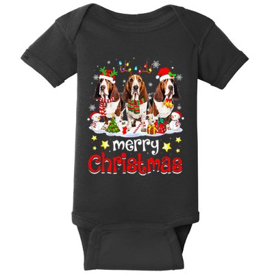 Basset Hound Christmas With Decorations Xmas Baby Bodysuit