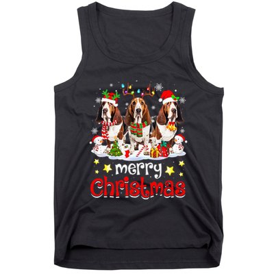 Basset Hound Christmas With Decorations Xmas Tank Top