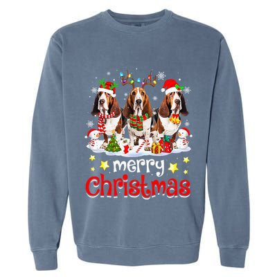 Basset Hound Christmas With Decorations Xmas Garment-Dyed Sweatshirt